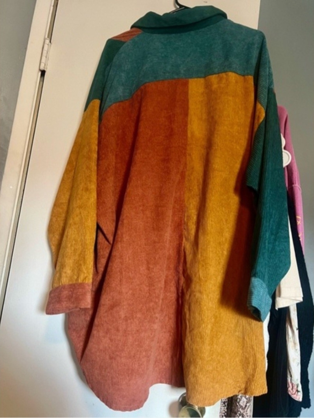 Dressed in LALA Colorblock Corduroy Shacket - Teal, Rust & Mustard - Picture 2 of 2